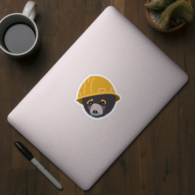 Funny Baby Bear Cub in Yellow Hard Hat Construction Humor by The Trades Store